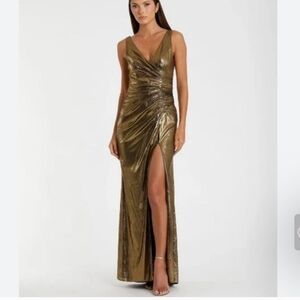 Mac Duggal Gold Draped Formal Dress